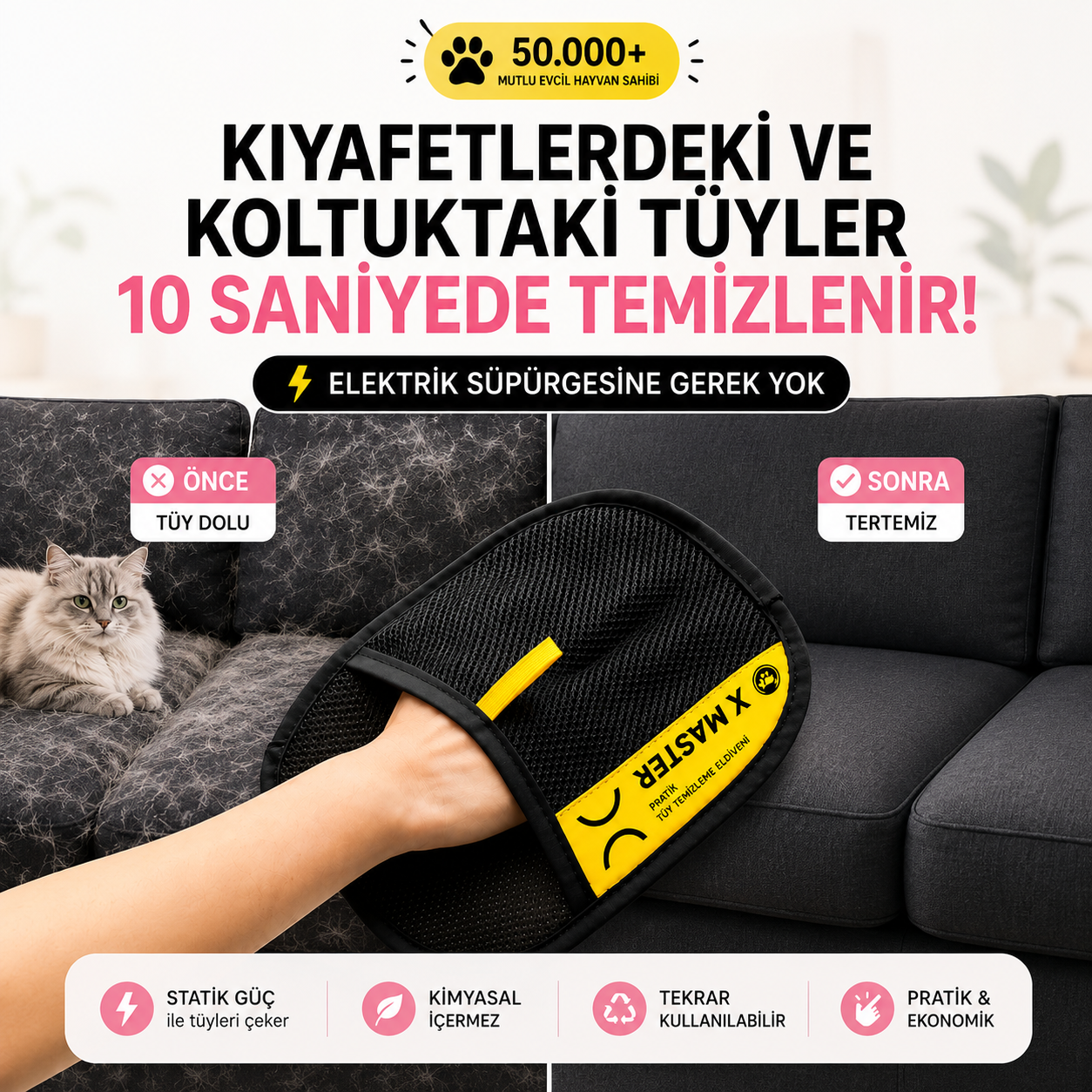 TüyTopla Eldiveni | Kedi ve Köpek Tüy Temizleyici